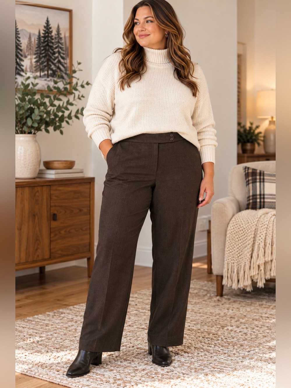 Pendleton Women’s 18W Brown 100% Virgin Wool Wide Leg Dress Pants
